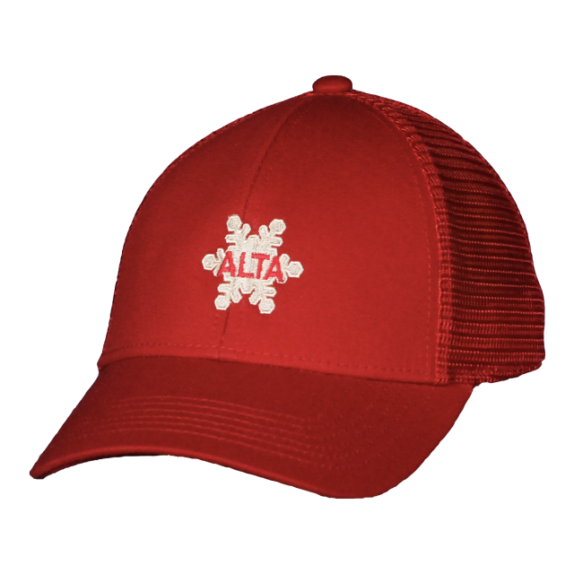 Red Alta Snowflake Cap with a Mesh Back